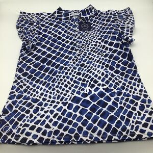 The Bubble Womens Flutter Polo Tennis Golf Top Blue Medium NWT